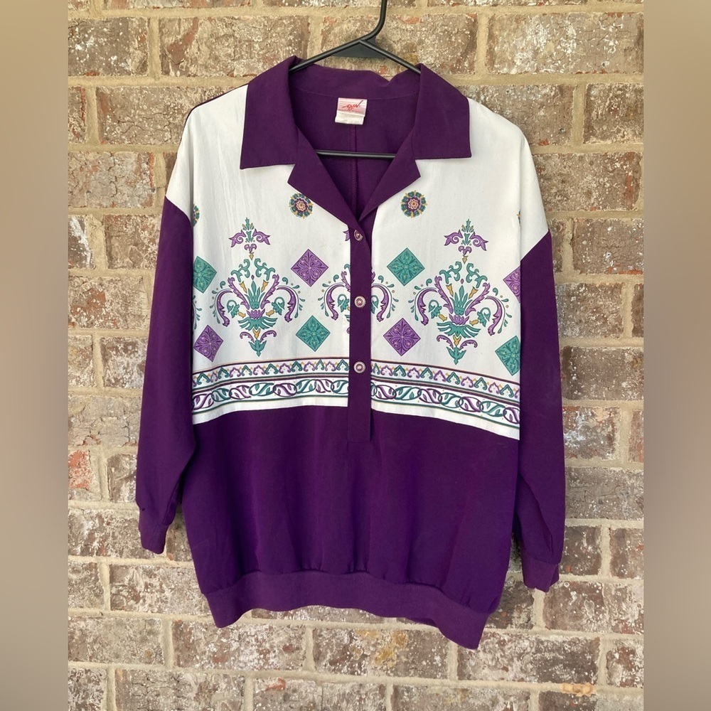 Vintage GW Division of Graff shirt Purple Size Large Grandma Mardi Gras